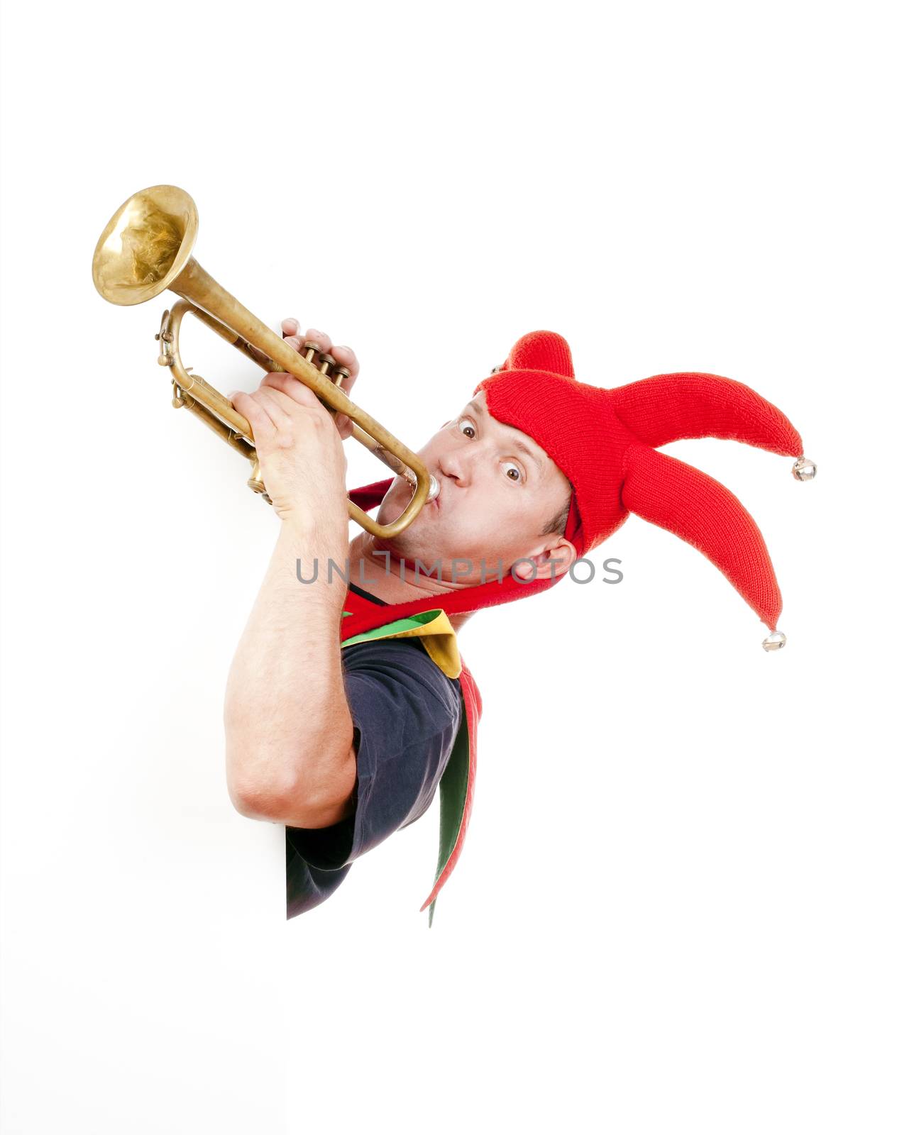 jester blowing trumpet by courtyardpix