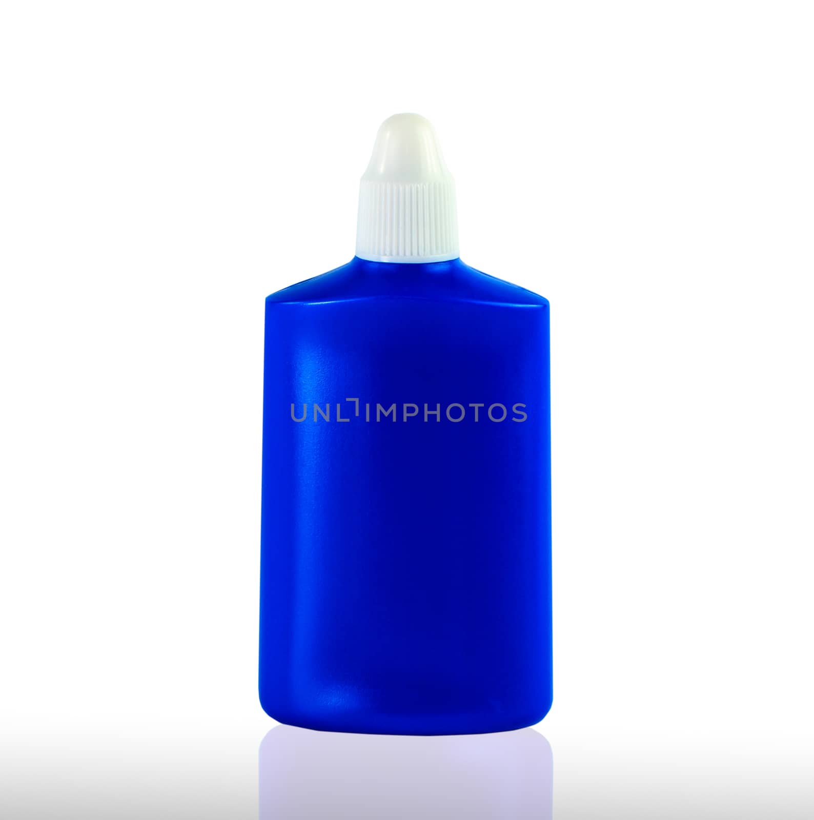Blue plastic bottle with cleaning liquid. Isolated on white back by bunwit