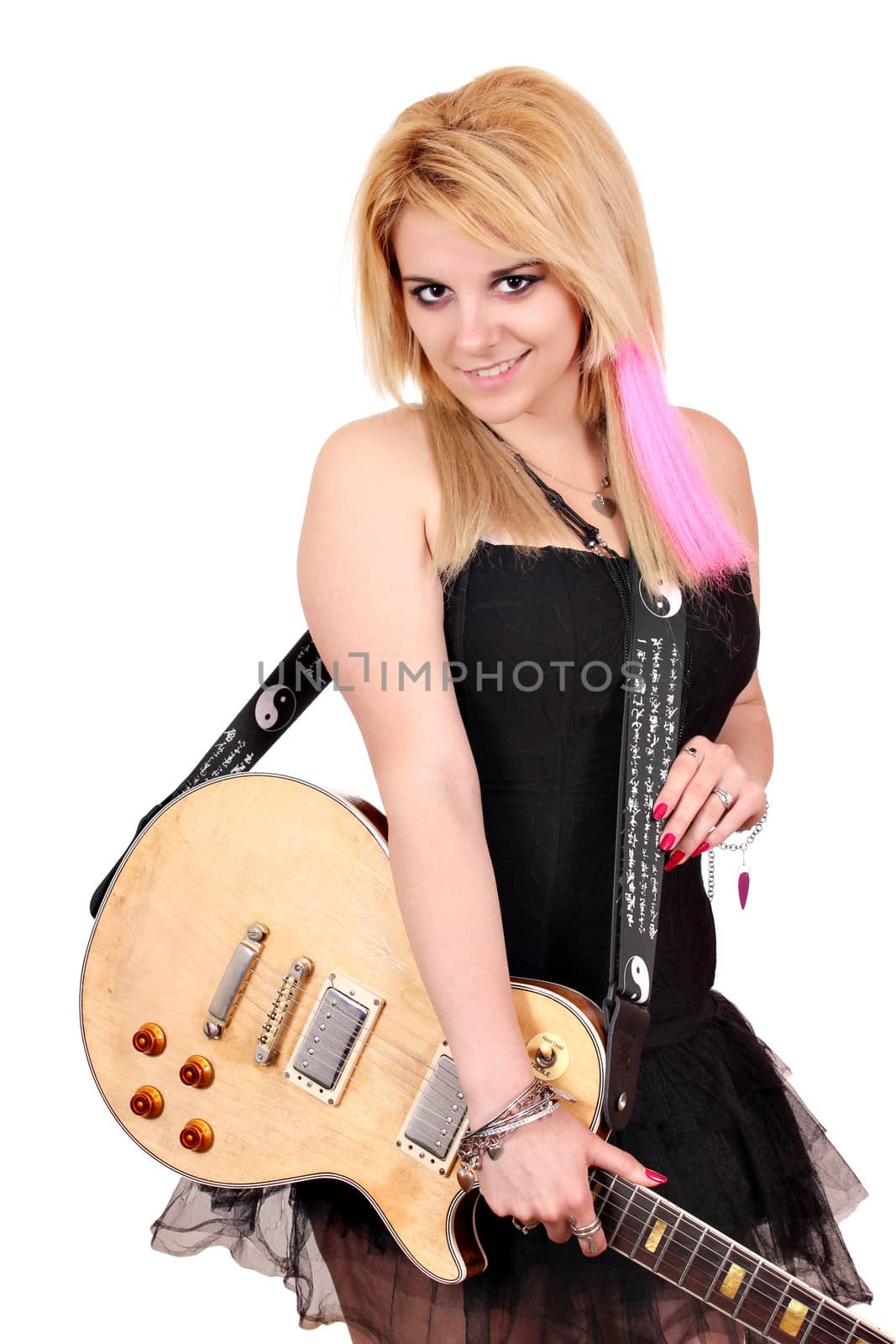 teenage girl with electric guitar
