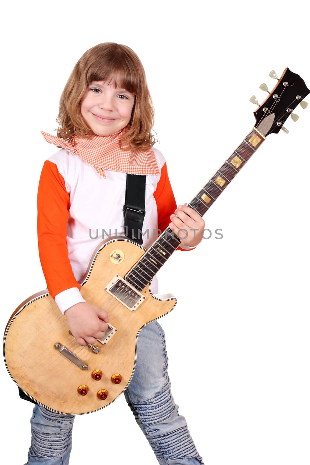 little girl rocker with electric guitar by goce