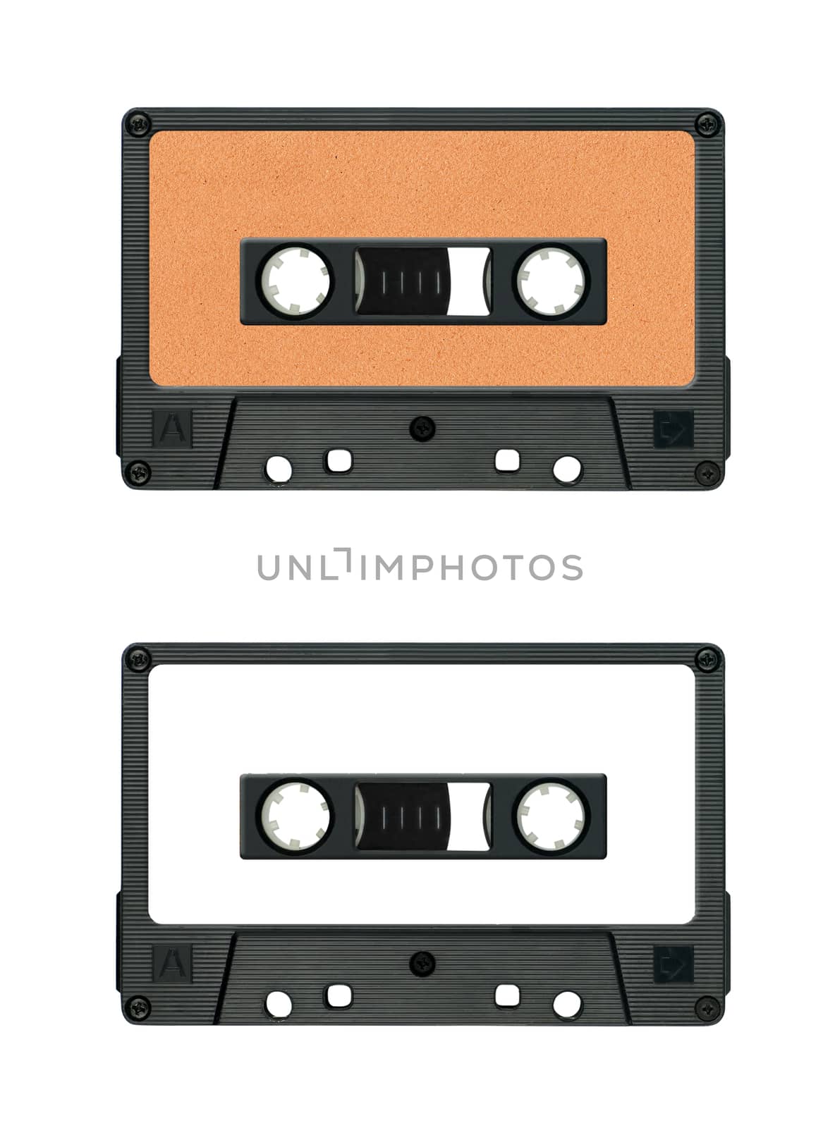 collection of various vintage audio tapes on white background. each one is shot separately