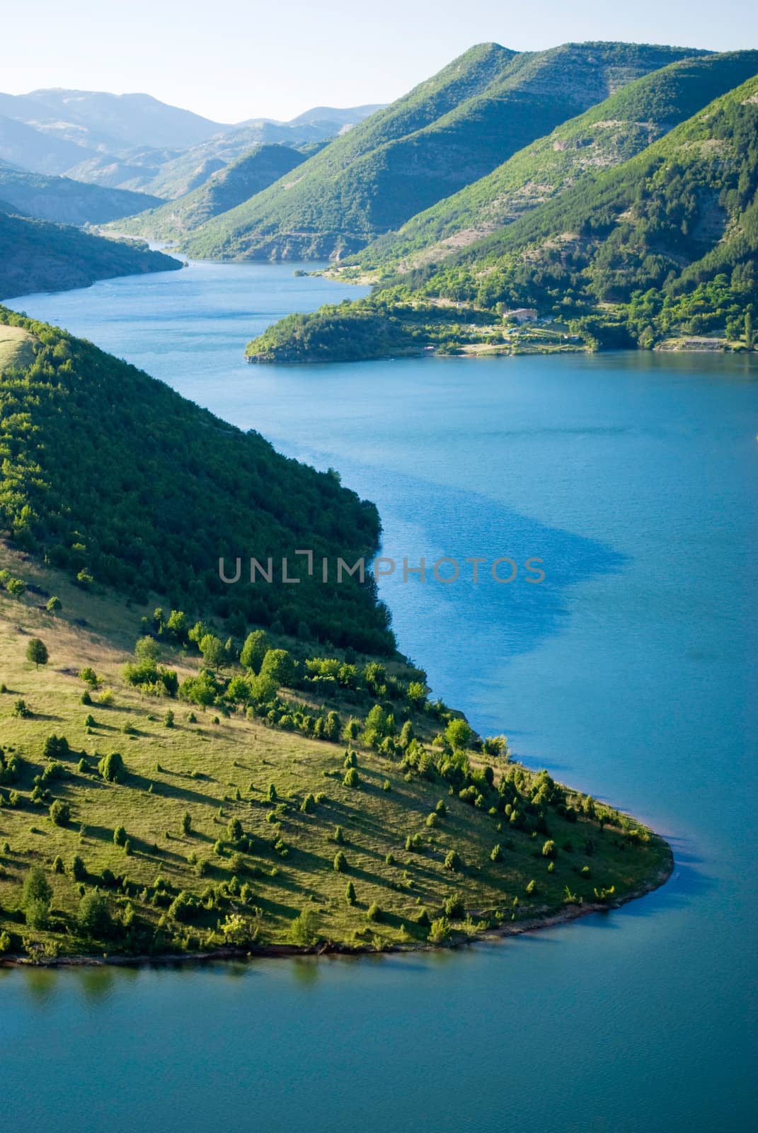 high view of Kardjali lake, Bulgaria in summer