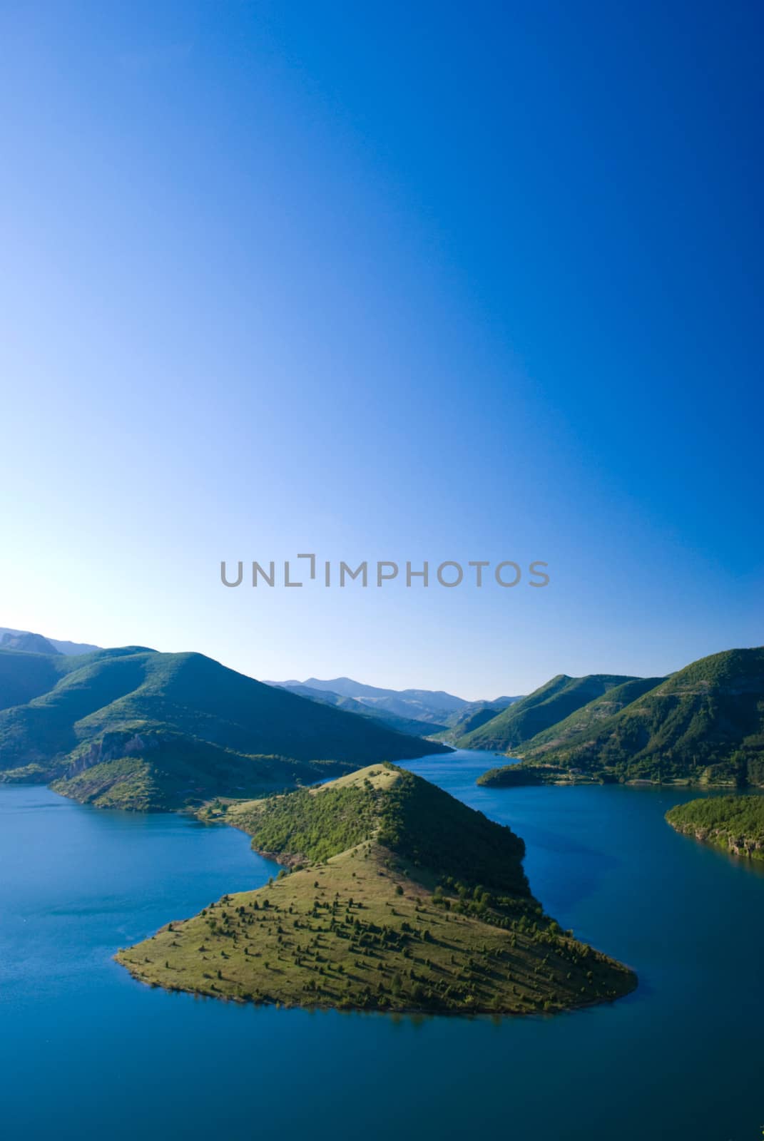 high view of Kardjali lake, Bulgaria in summer