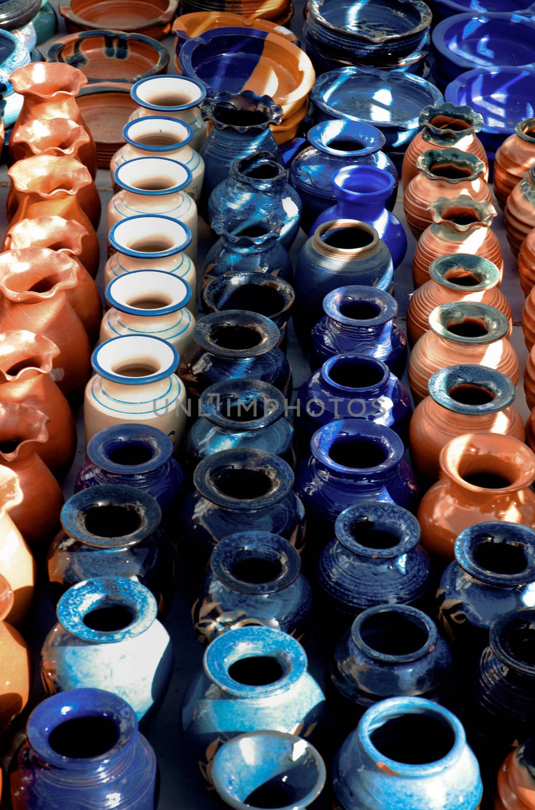 Traditional Greek ceramic ware.Pottery market. Crete, Greece.