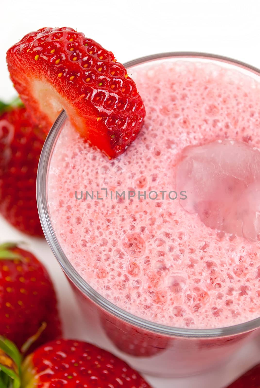 healthy strawberry smoothie isolated on white background