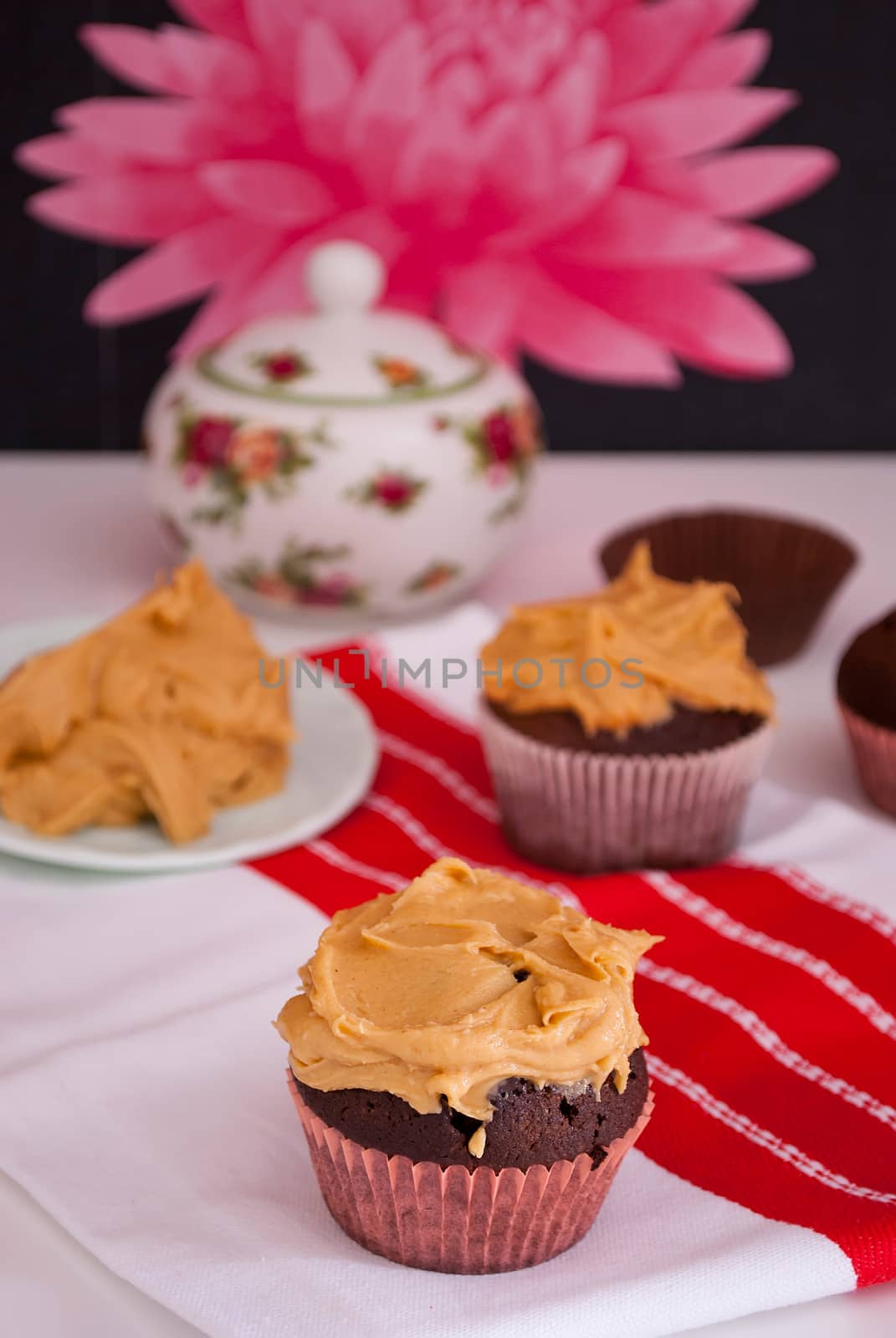 delicious homemade cupcakes with peanut butter icing