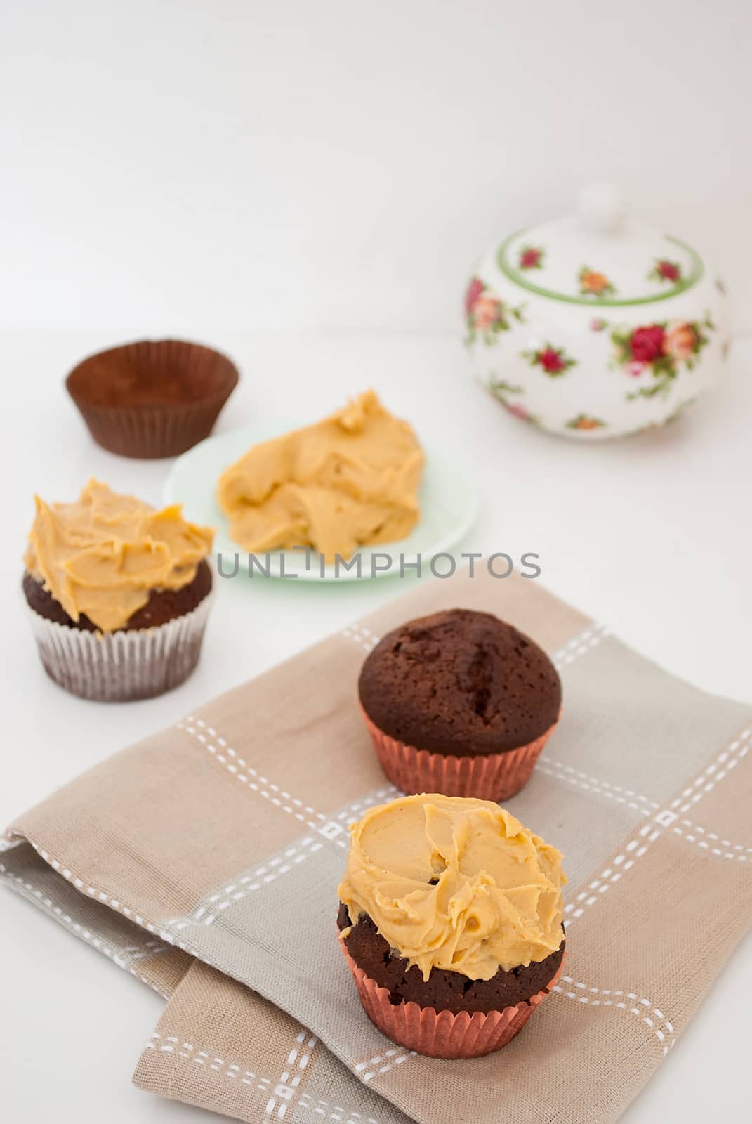 delicious homemade cupcakes with peanut butter icing