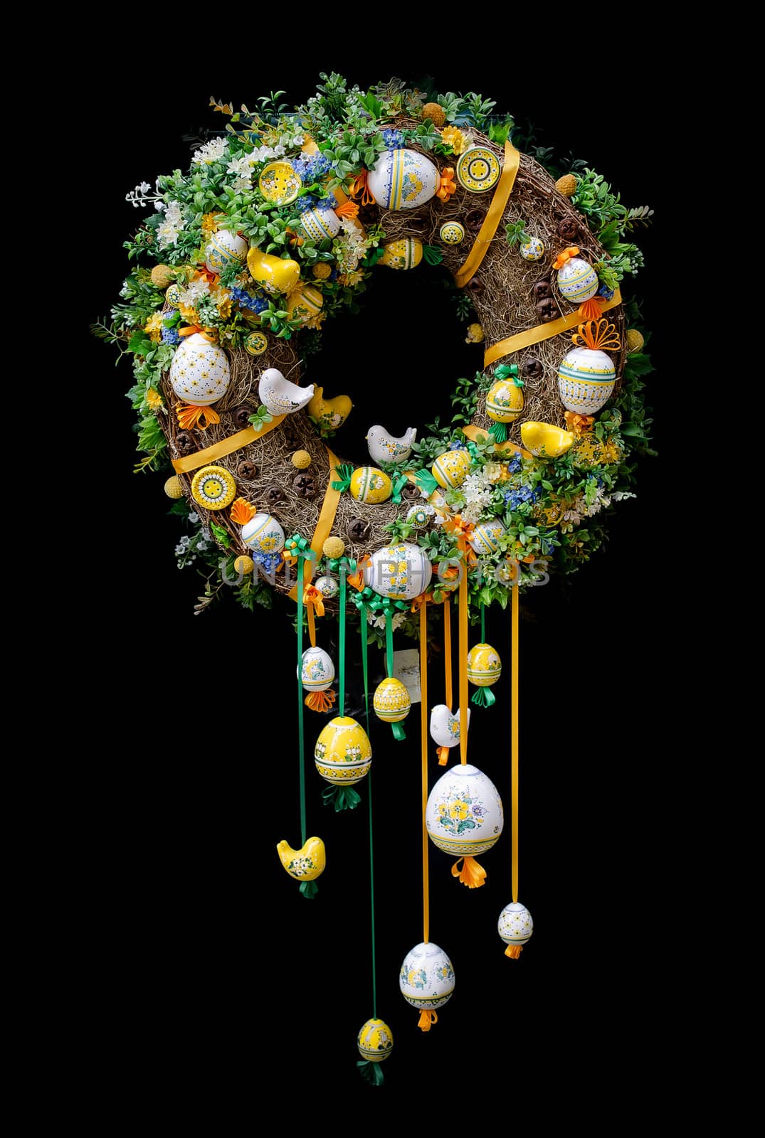 Easter wreath isolated on black background by artofphoto
