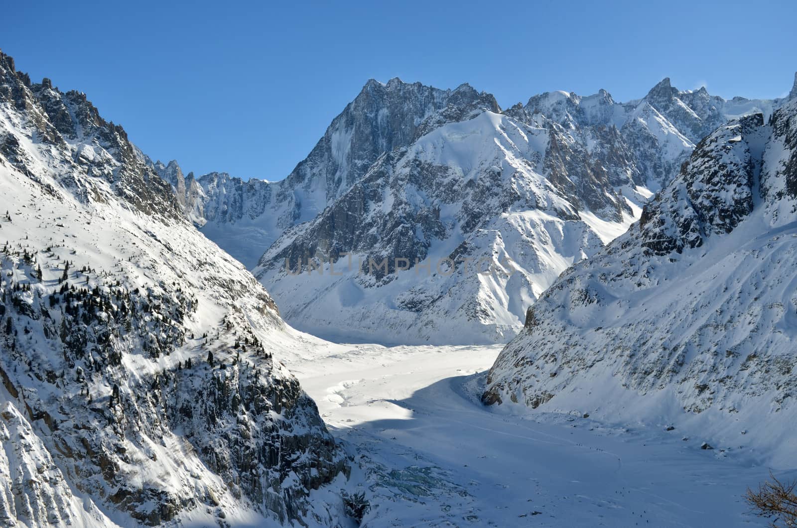 The Mer de Glace glacier in Chamonix, France. Sea of Ice