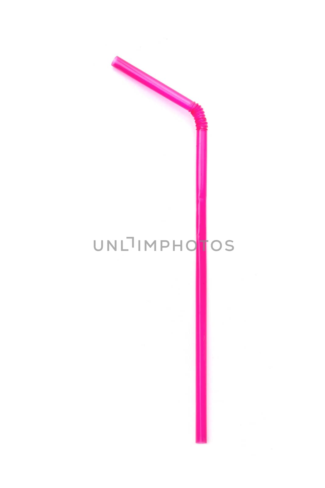 Pink straws on the white background