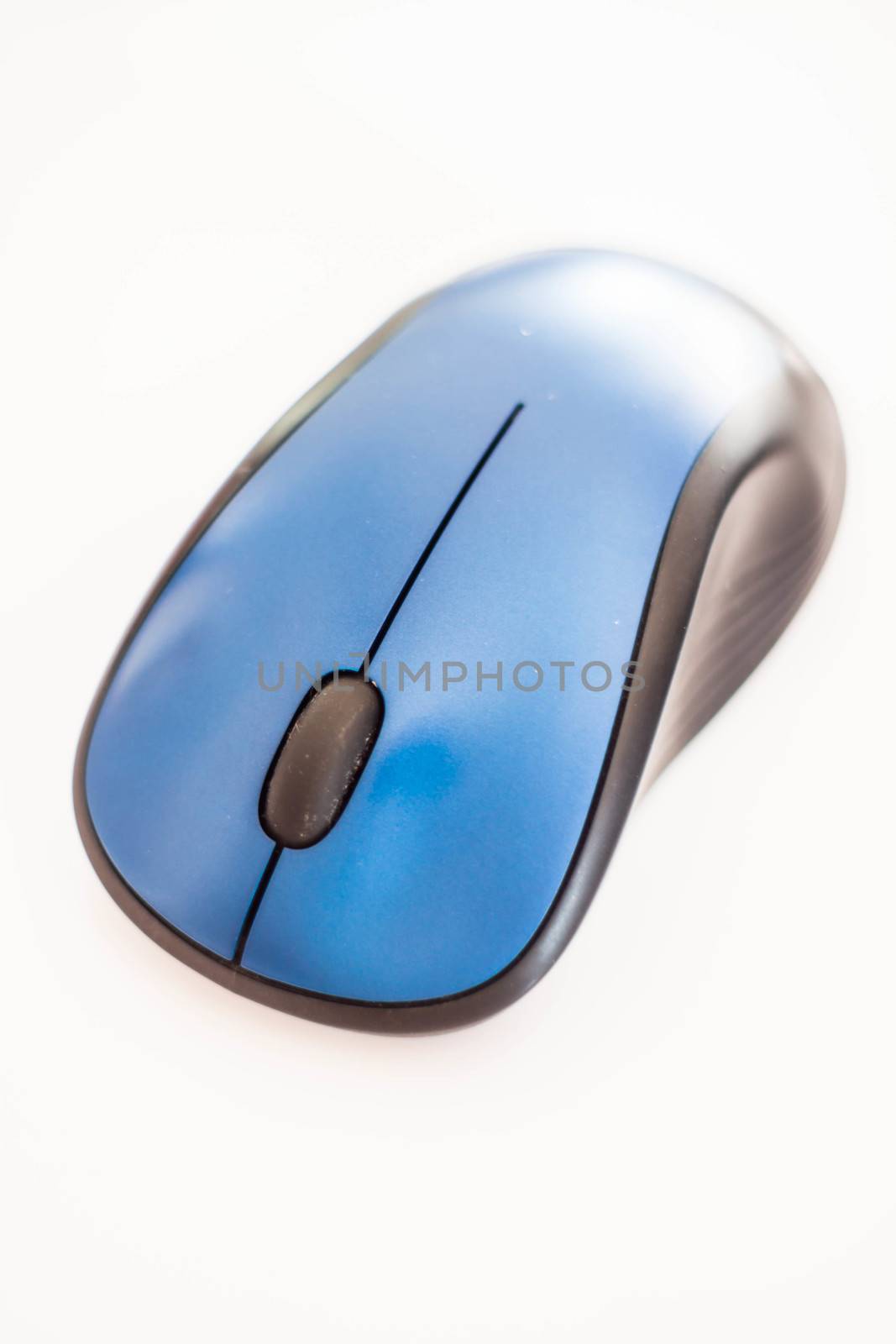 Blue wireless mouse isolated on white background