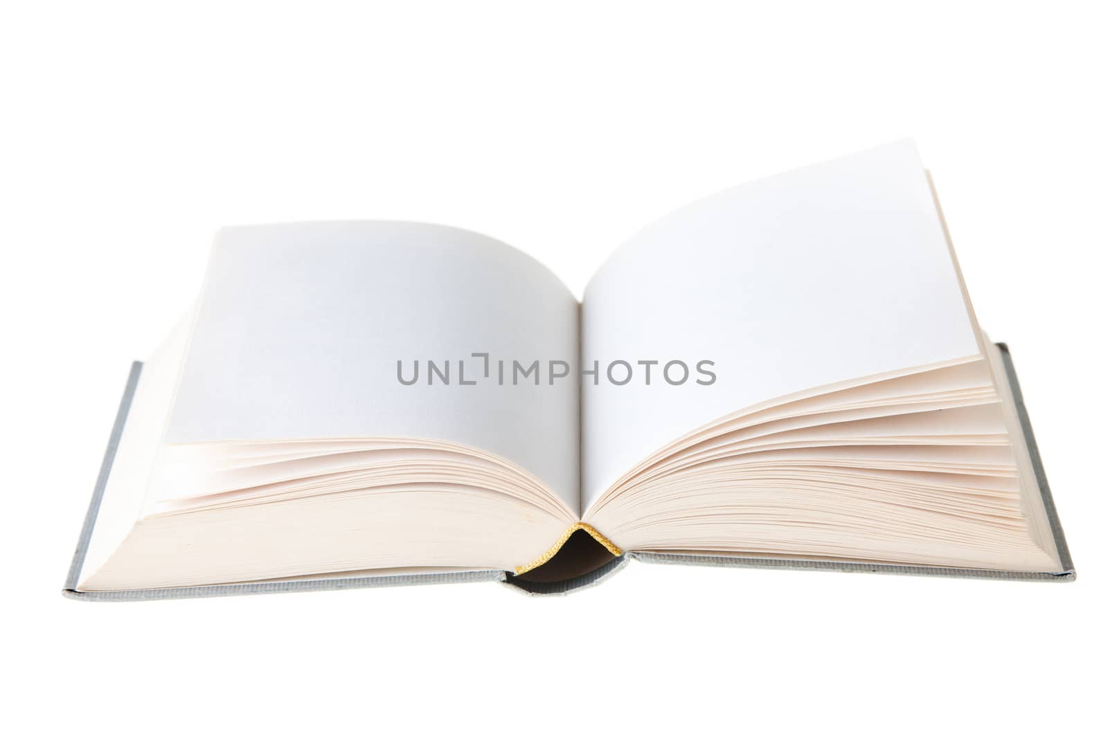 Blank Book open and isolated on white background