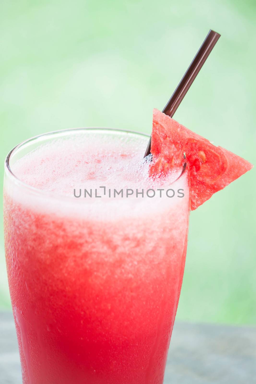 Close up water melon fruit juice frappe by punsayaporn