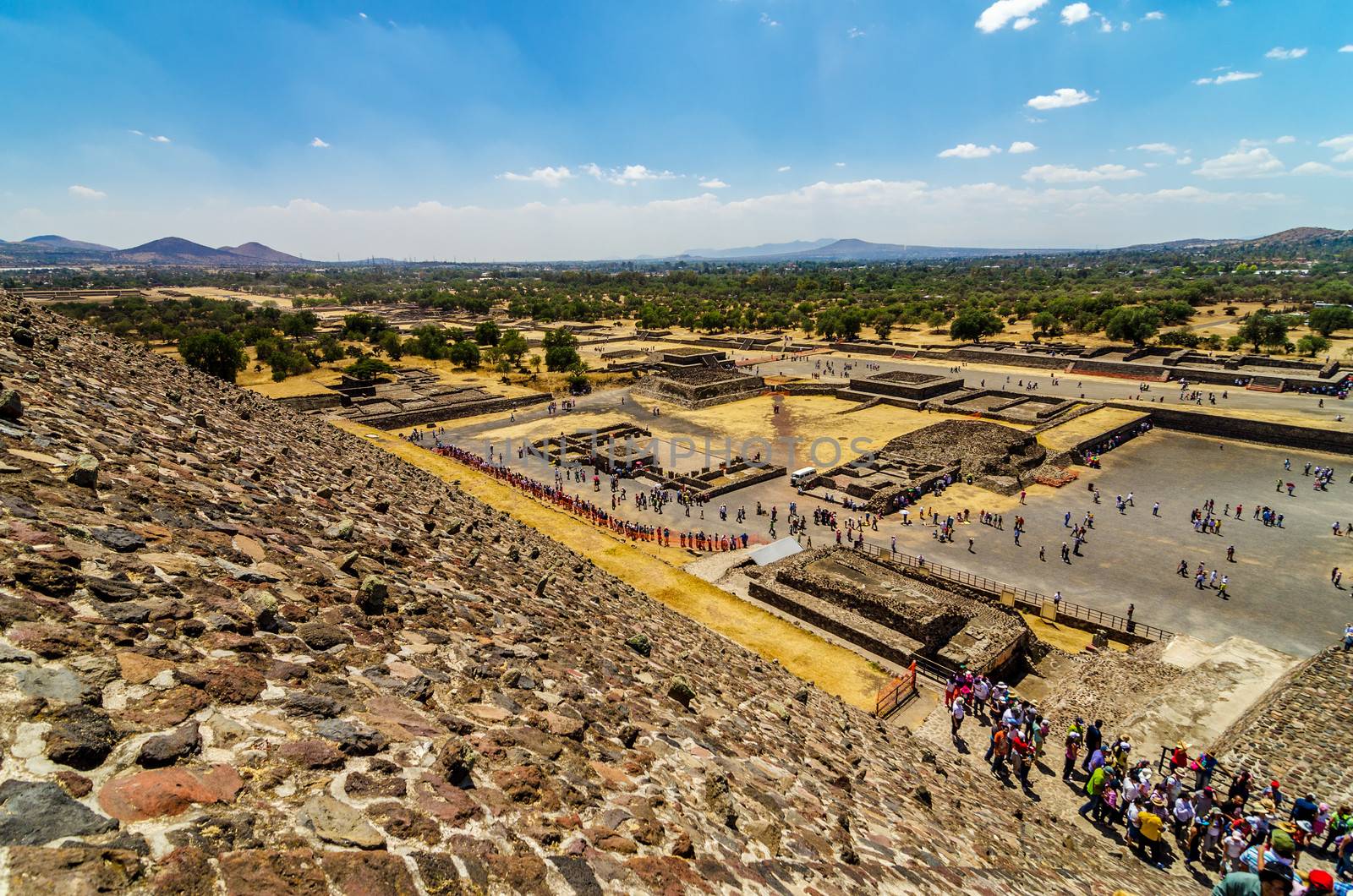 View of Teotihuacan ruins near Mexico City as seen from the Temple of the Sun