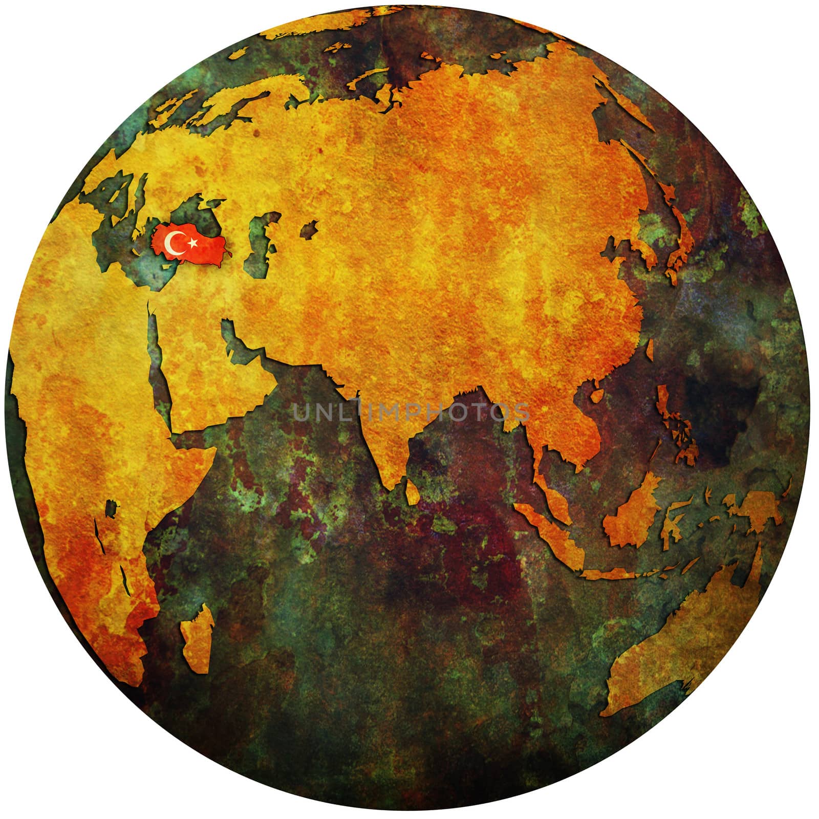 turkey on globe map by michal812