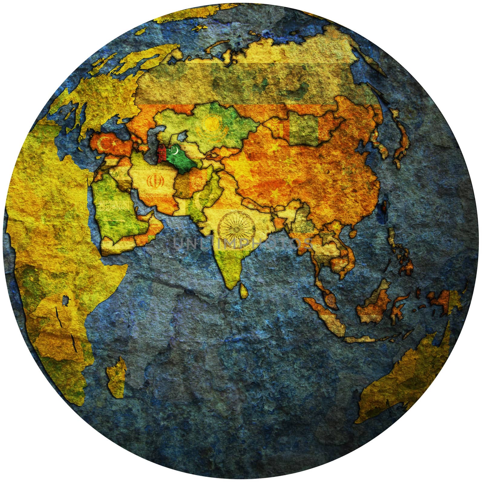 turkmenistan on globe map by michal812