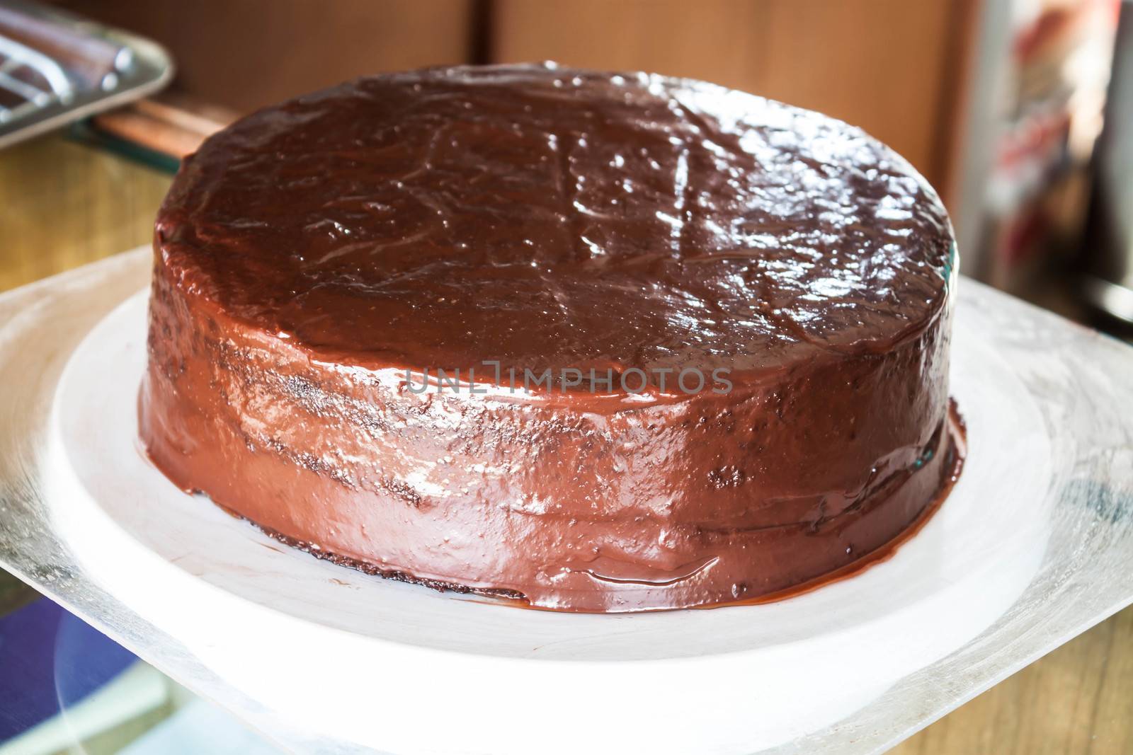 Freshly baked of chiffon milk chocolate cake  by punsayaporn