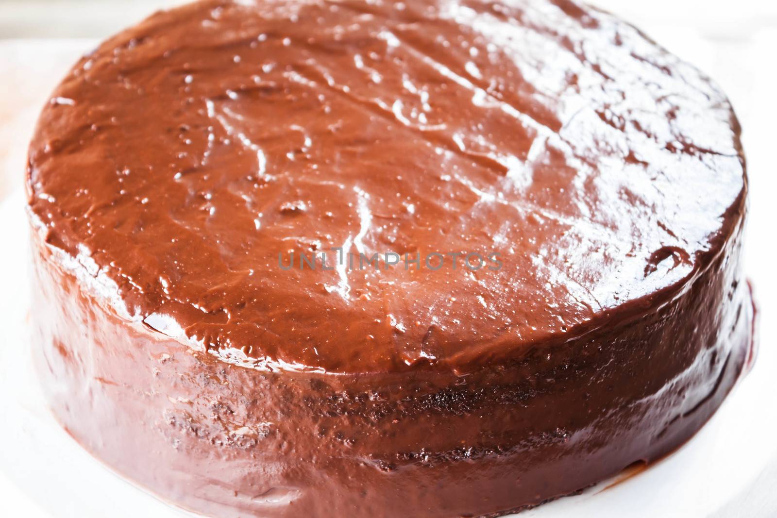 Close up of homemade chiffon chocolate cake