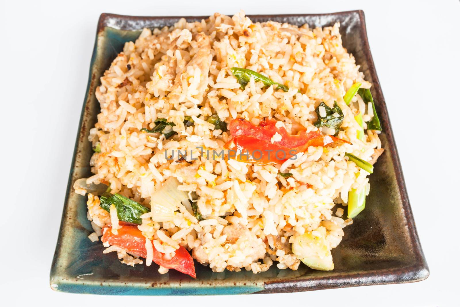 Fried rice with deep fried pork garlic and vegetable by punsayaporn