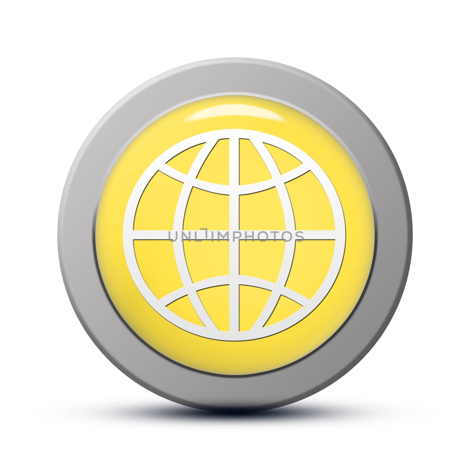 yellow round Icon series : World button