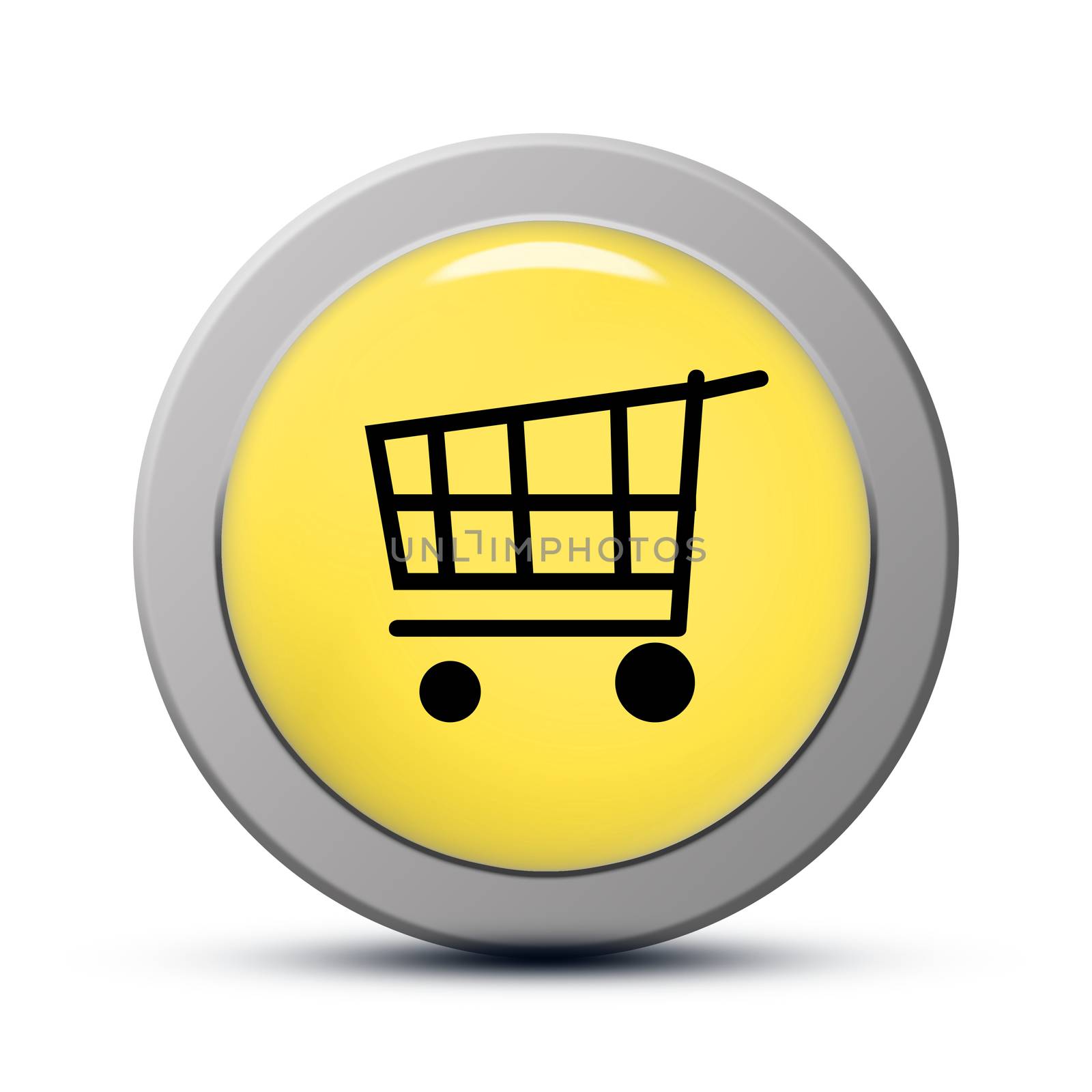 yellow round Icon series : Purchasing cart button