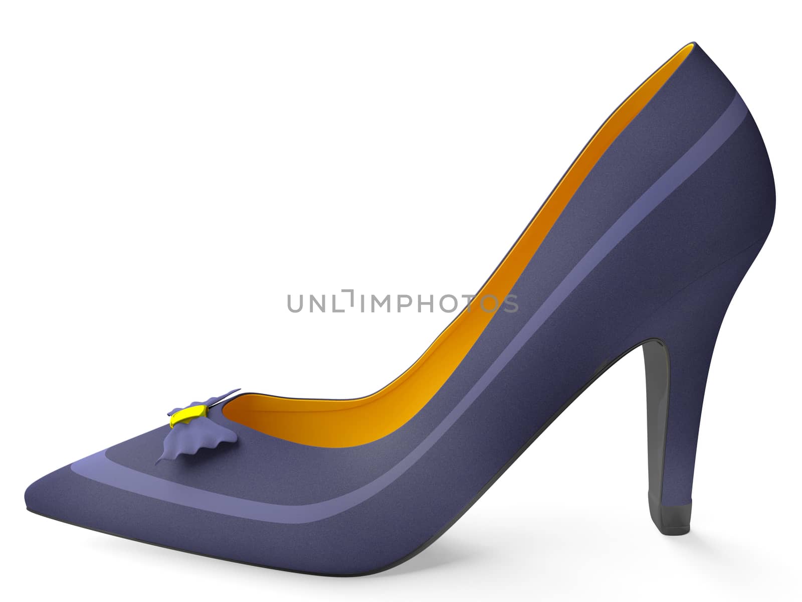 Classical female shoes on a high heel 3d