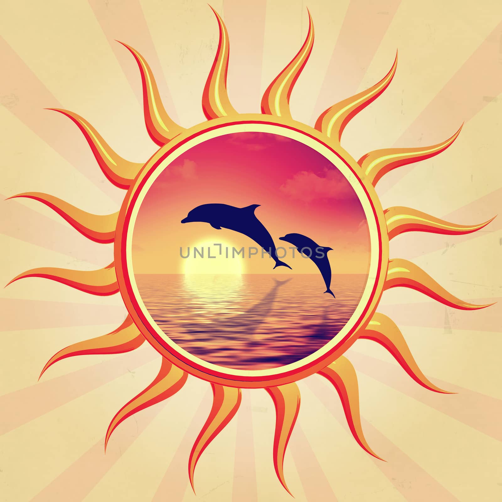 sun and dolphins by marinini