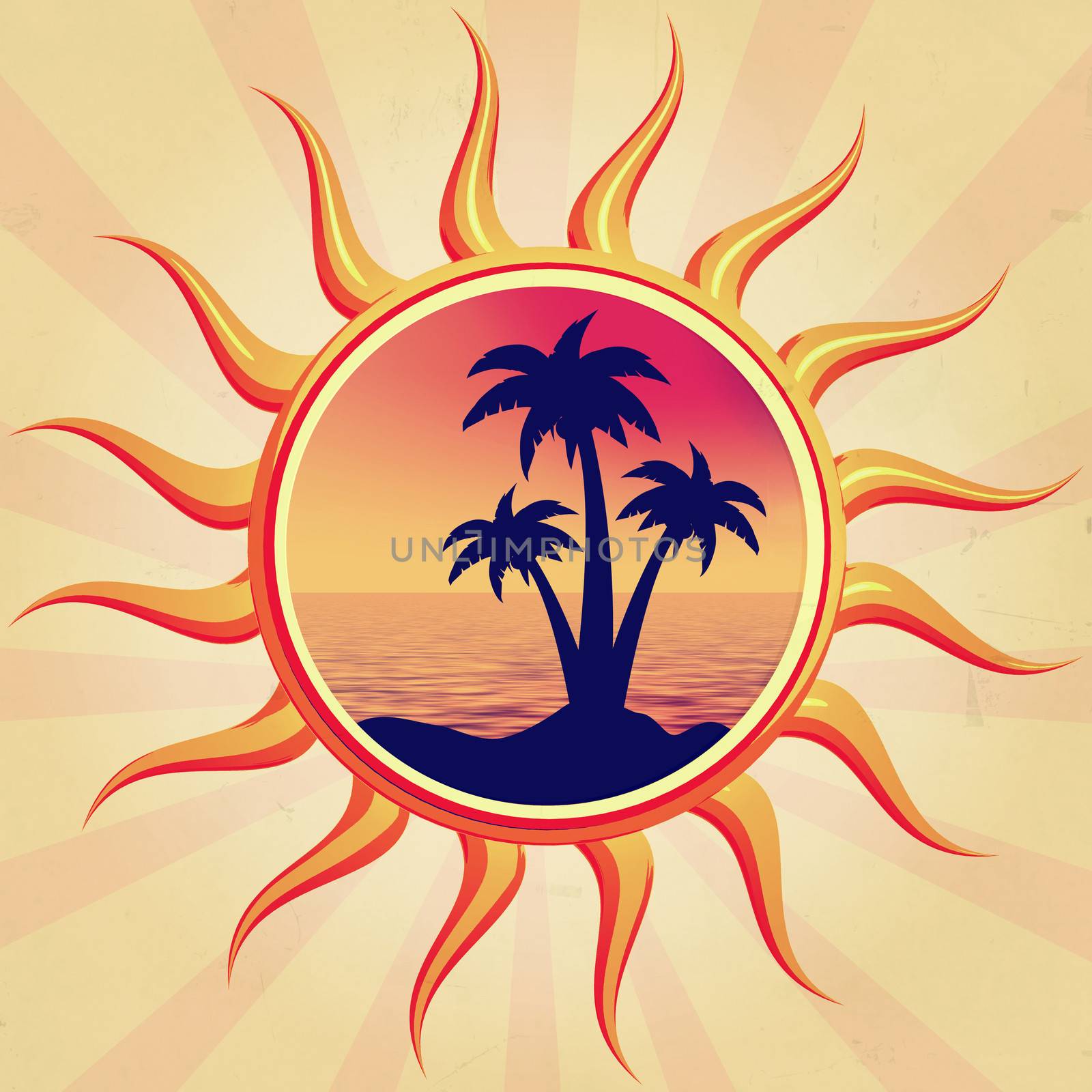 sun with palms by marinini