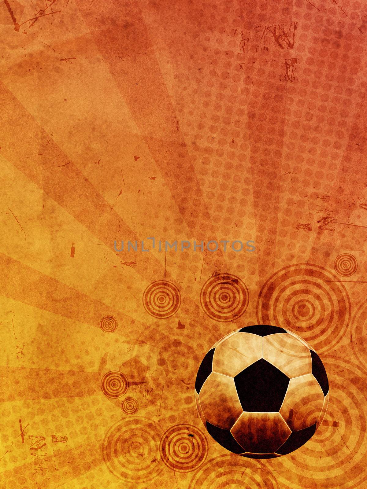 vintage football background with ball over old paper