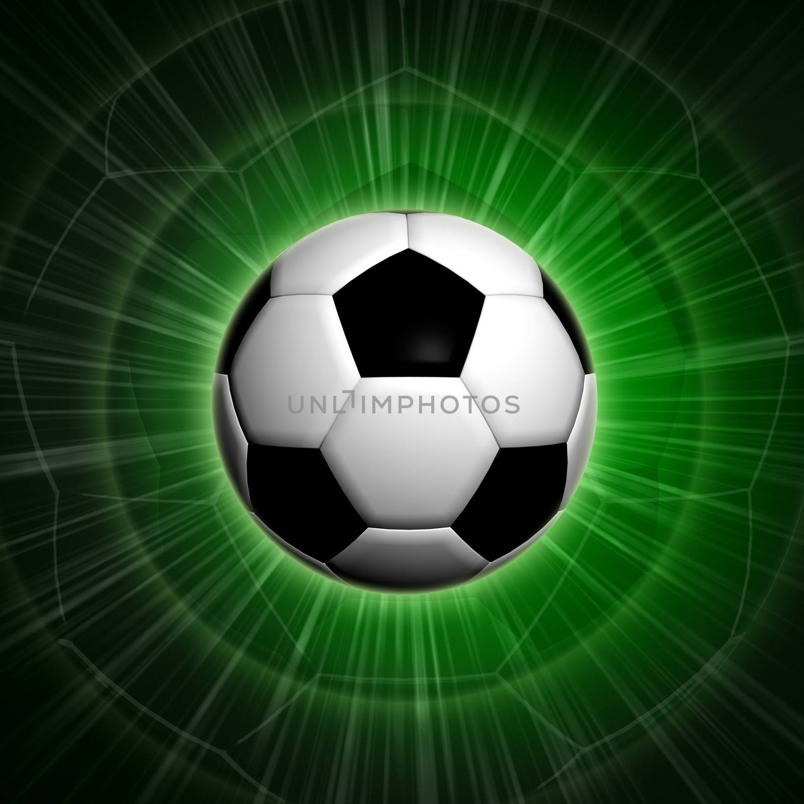 football ball with over green background with lights