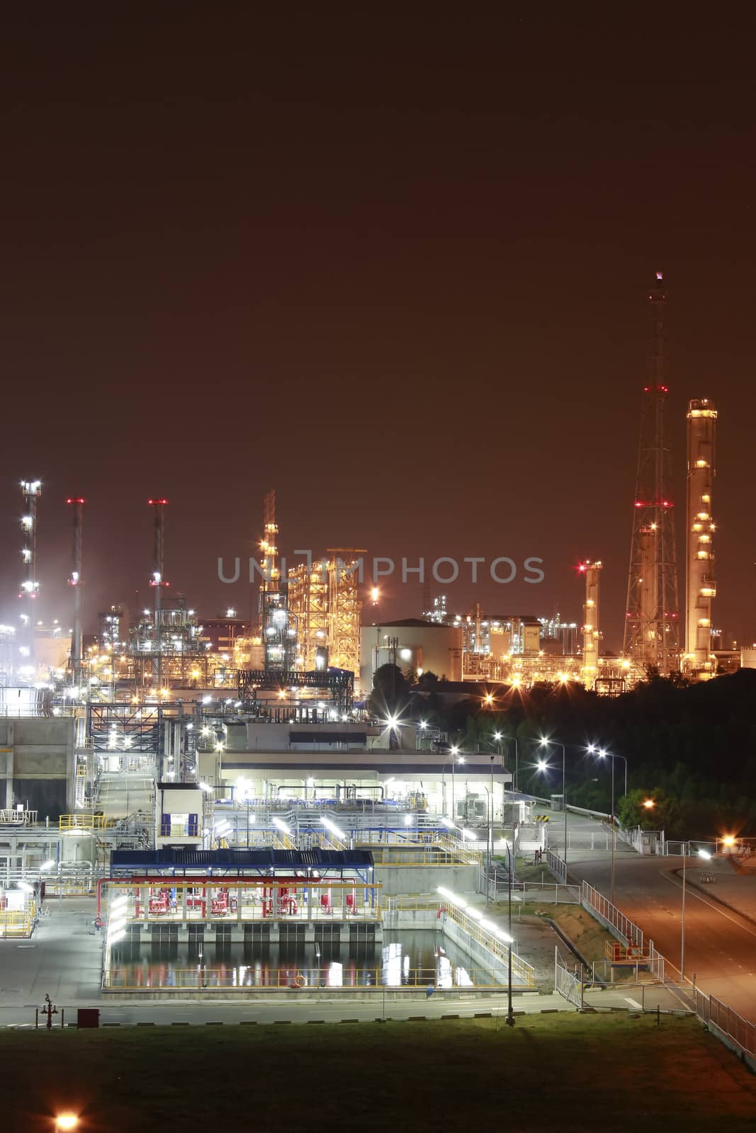 Night scene of chemical plant , "Maptaphut industrial" , Eastern of Thailand