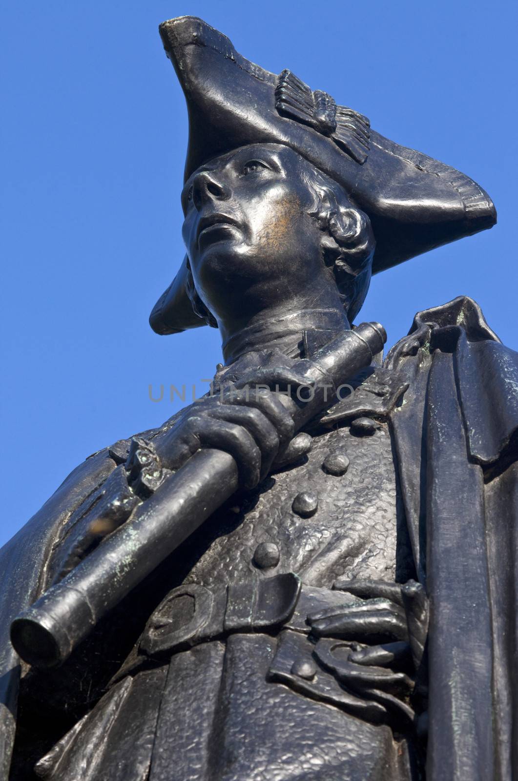 General James Wolfe Statue situated next to the Royal Observatory in Greenwich Park, London.