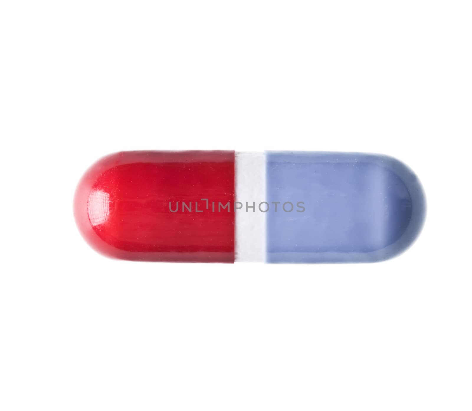 Closeup of Red an Blue Tablet isolated on white background