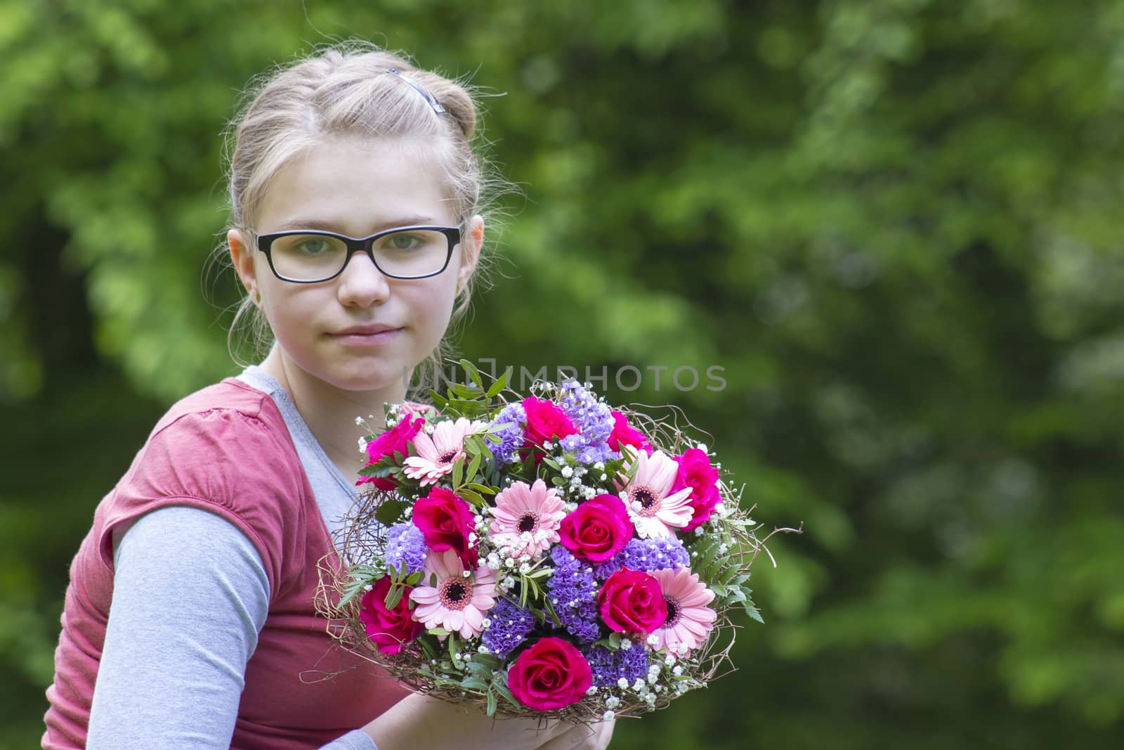 portrait of a beautiful young girl with flowers  by miradrozdowski