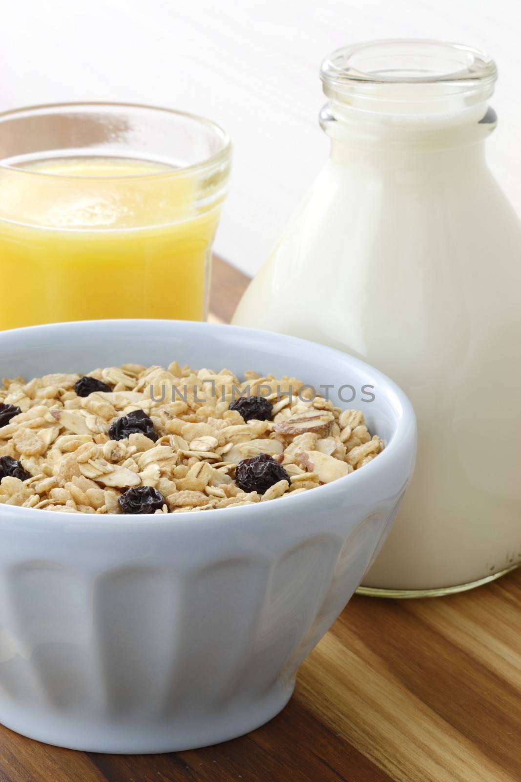 Granola, delicious and healthy breakfast, meal or snack food; popular around the world, and often eaten in combination with yogurt or milk. 