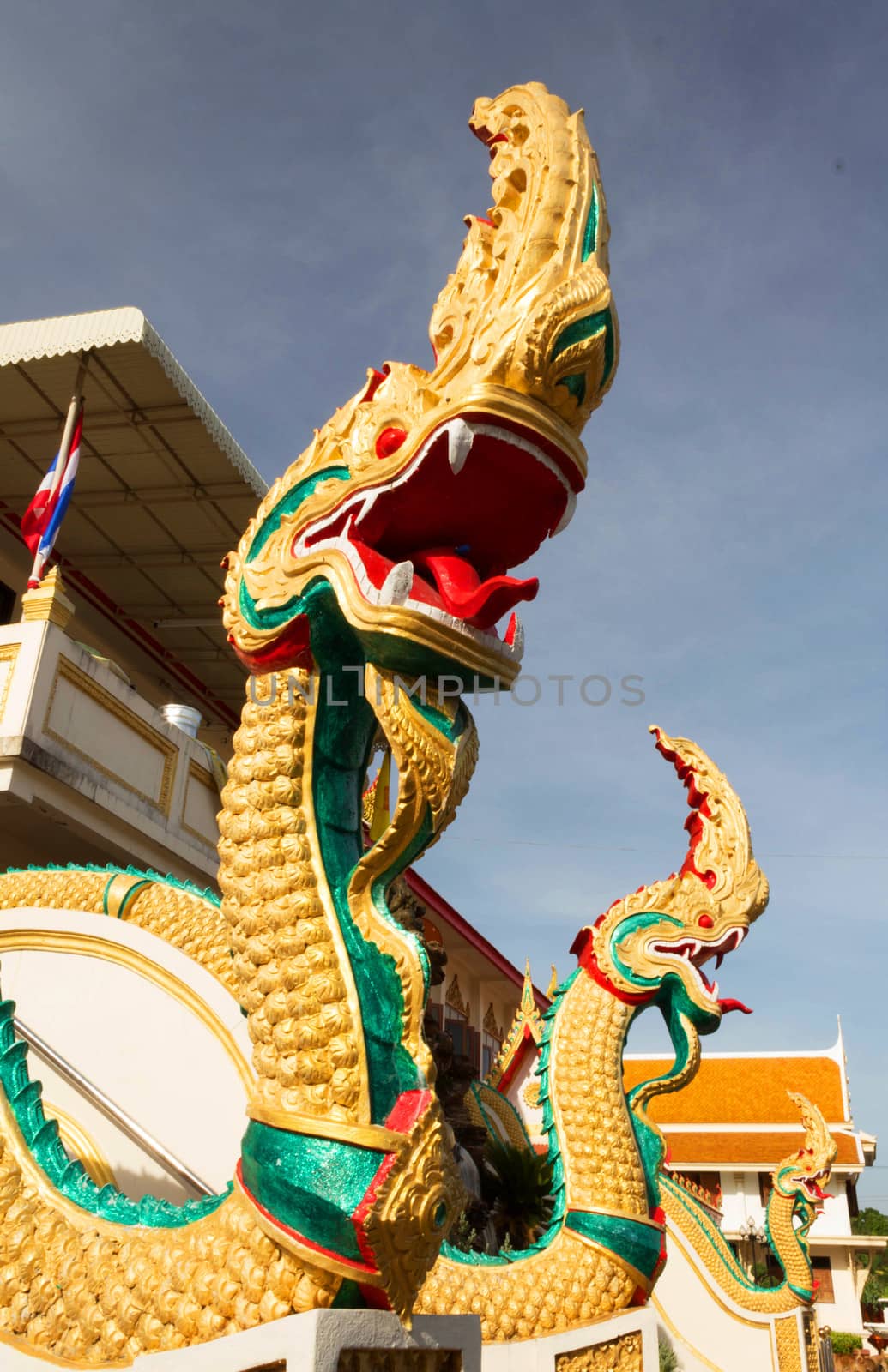 Naga Sculpture Art in thai temple.  In Thailand, any kind of art decorated in Buddhist church, temple pavilion, temple hall, etc. created with money donated by people, it a public treasure of Buddhism not for copyright.