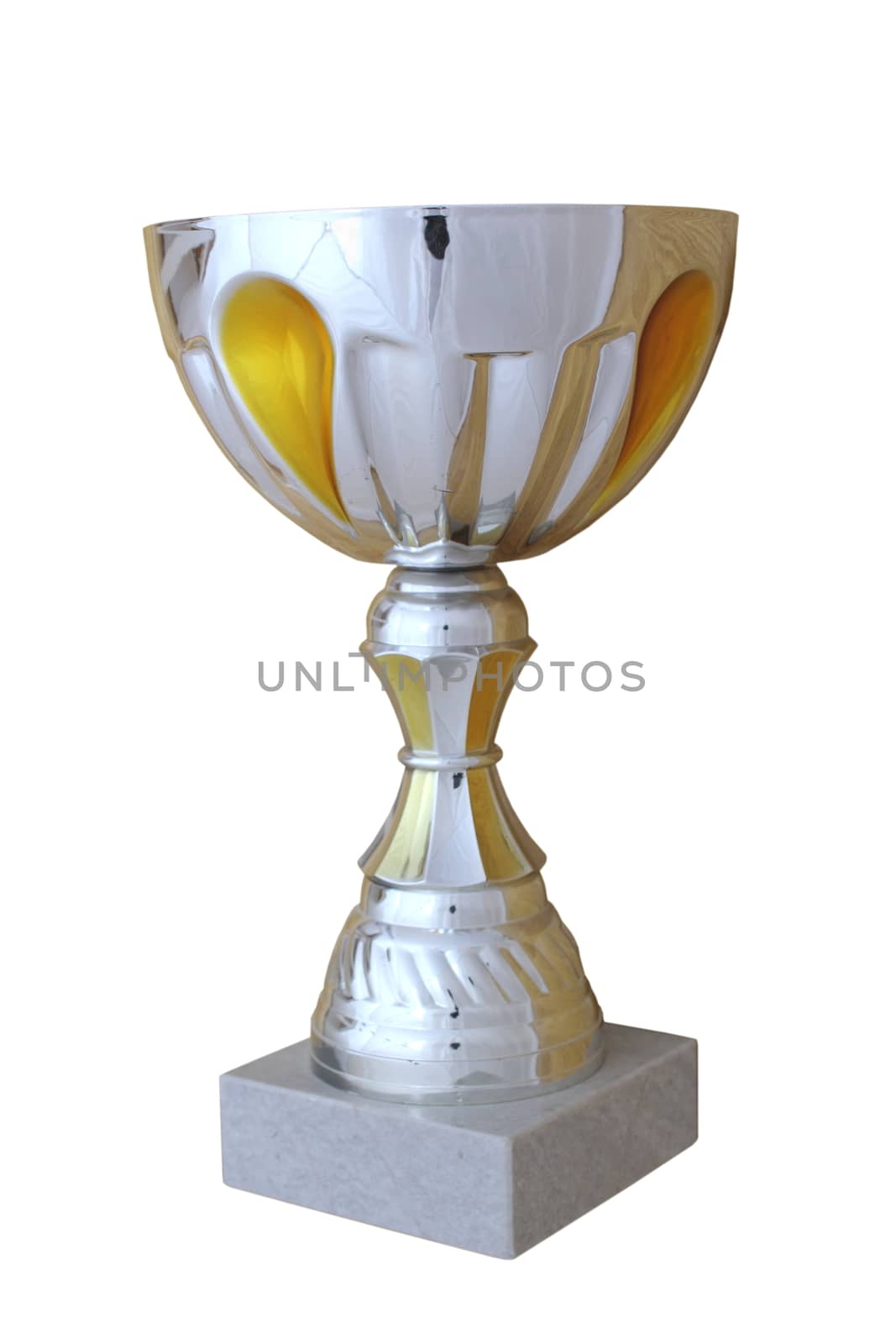 big metal cup isolated on white - award for the winner