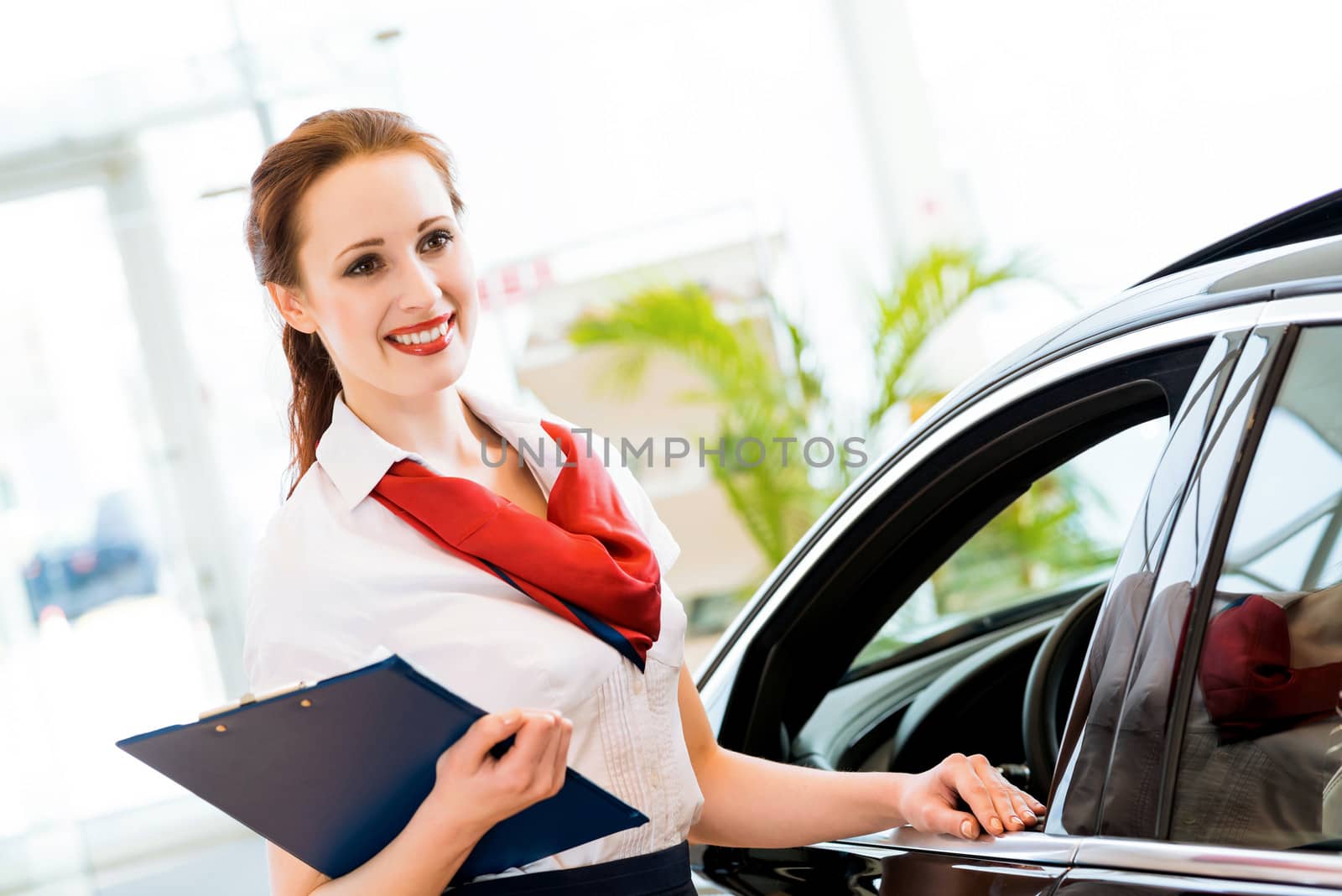 portrait of a young woman in a showroom consultant