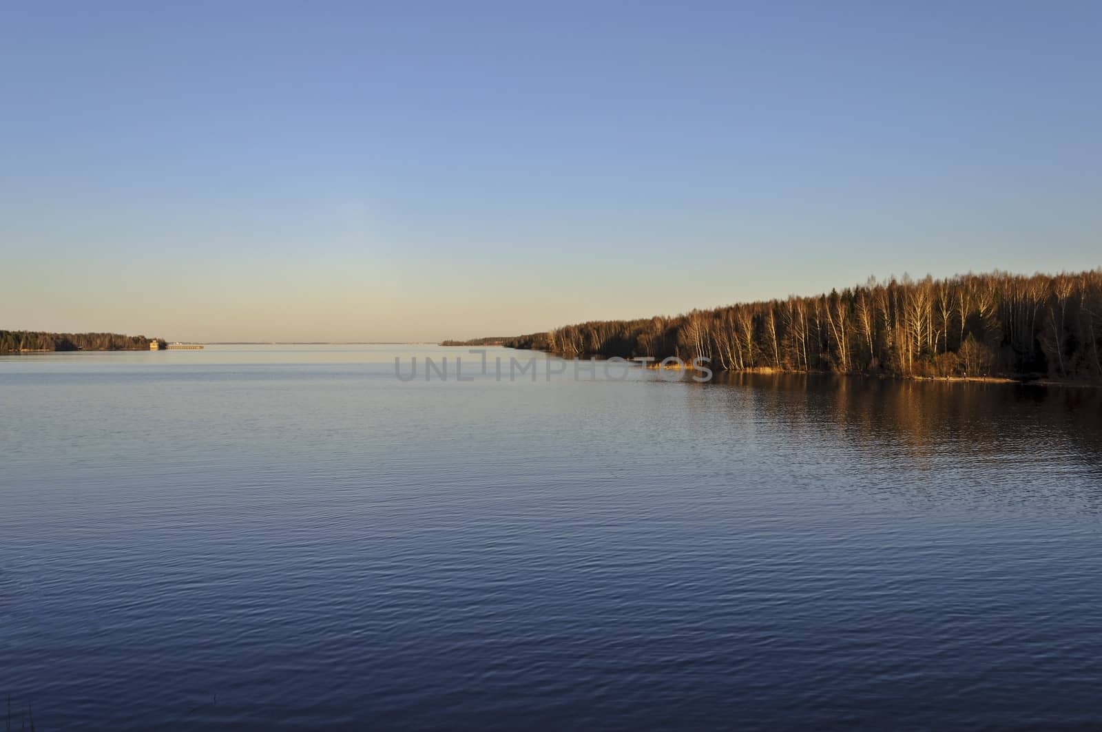 Trotsa river, a tributary of the Volga at sunset, Nizhny Novgorod region, Russia