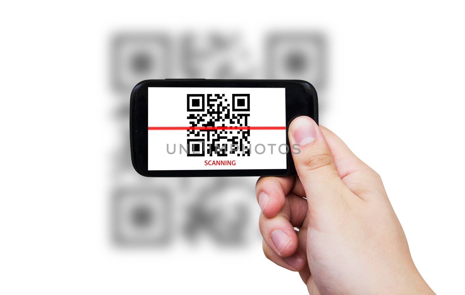 Smartphone scanning QR code