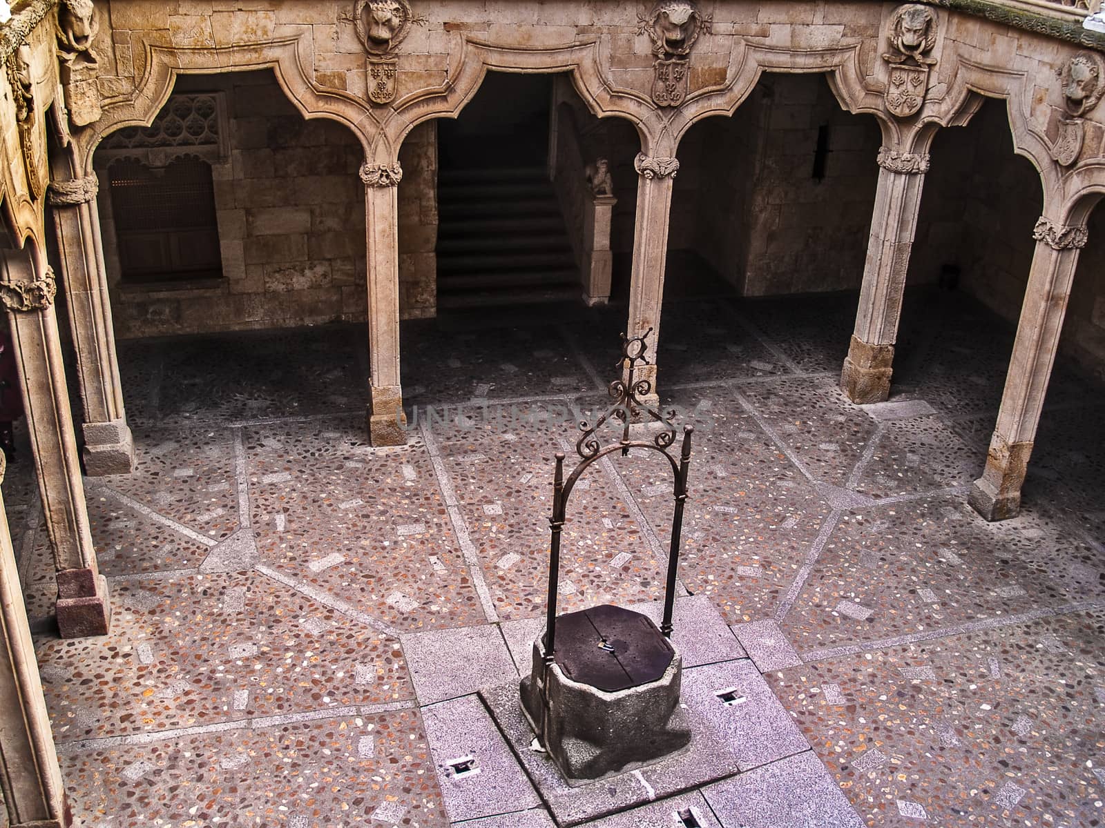 Salamanca, December December 2012. Casa de las Conchas (Shell House), Renaissance construction of 1493 - 1517 by Arias de Maldonado.Interior courtyard.  City of Castilla and Leon region. 150,000 population. UNESCO World Heritage Site since 1988.