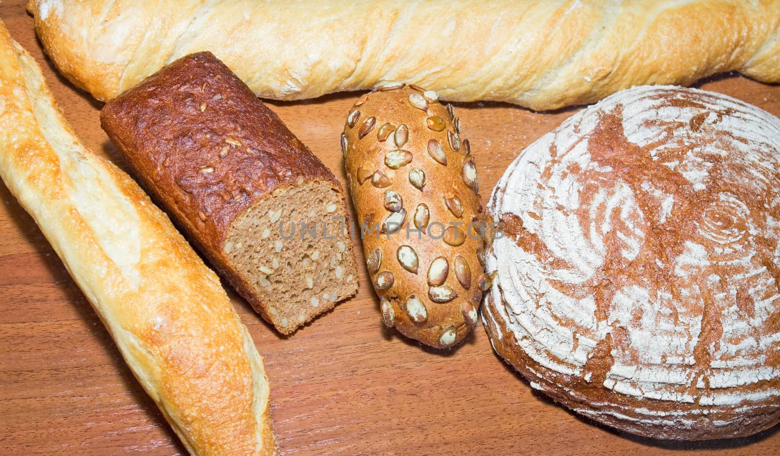 different varieties of homemade bread