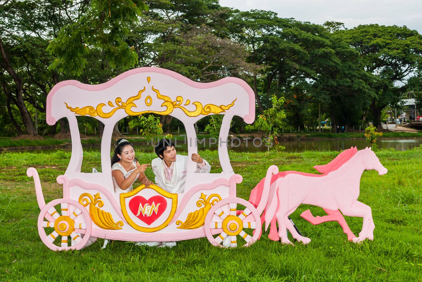 Asian Thai Bridal in Love Carriage by noneam