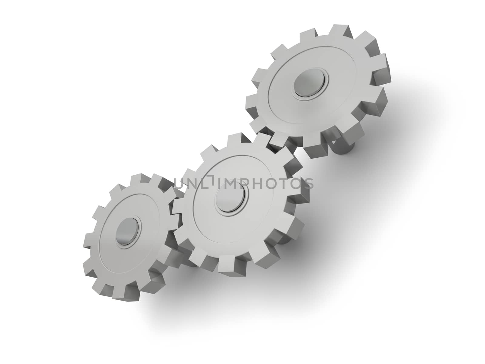 Steel cogs, isolated on white background