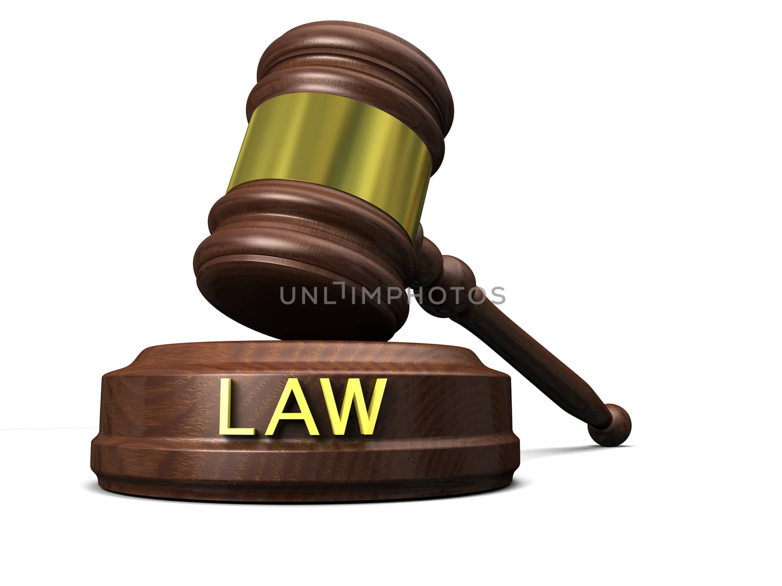 Wooden gavel isolated on white background, symbol of law and justice