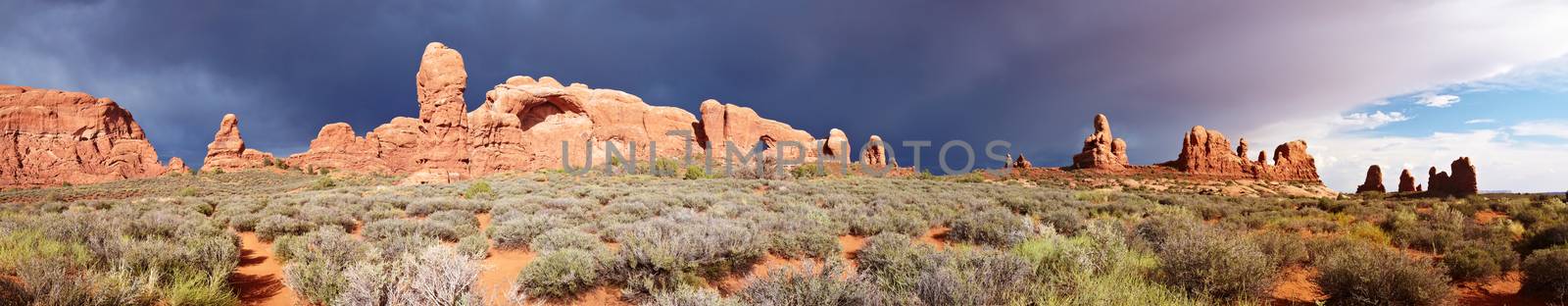 Desert after the Storm, panorama, Arches National Park, Utah, USA