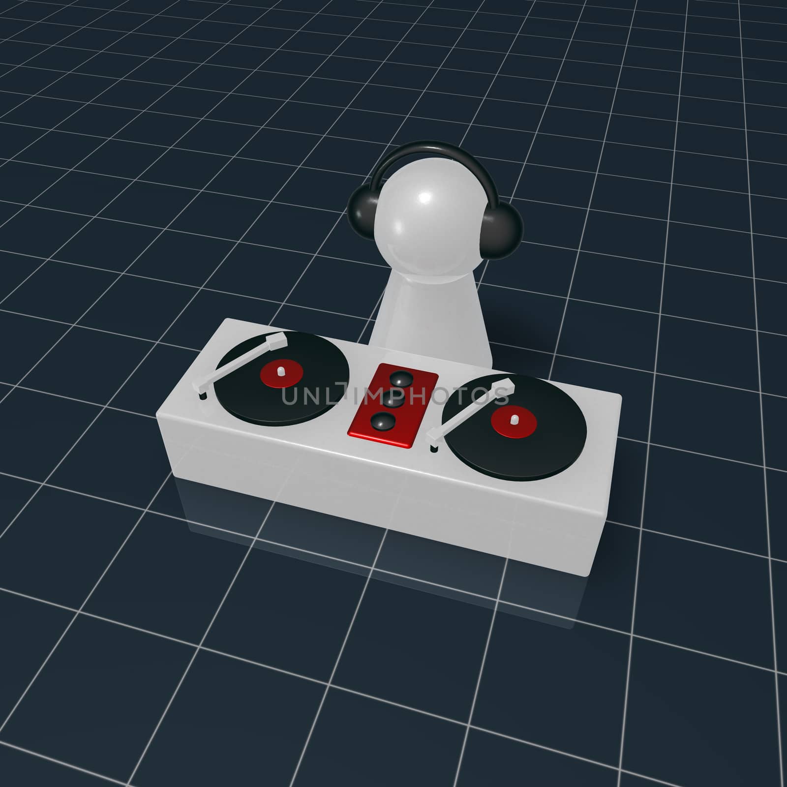 disc jockey on turntables - 3d illustration