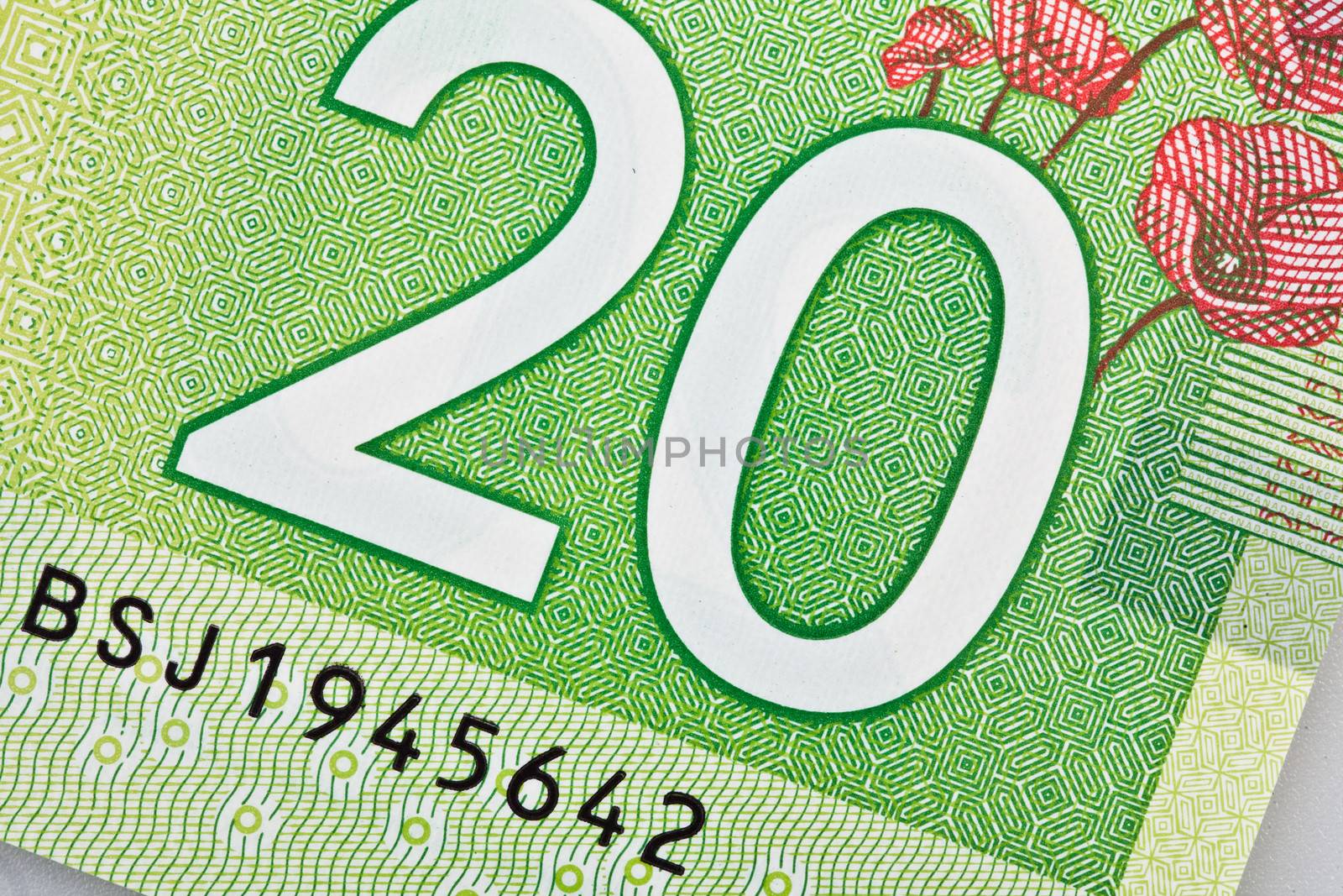 Ottawa, Canada, Avril 13, 2013,  Extreme Closeup of New Polymer Twenty Dollar Bills by aetb