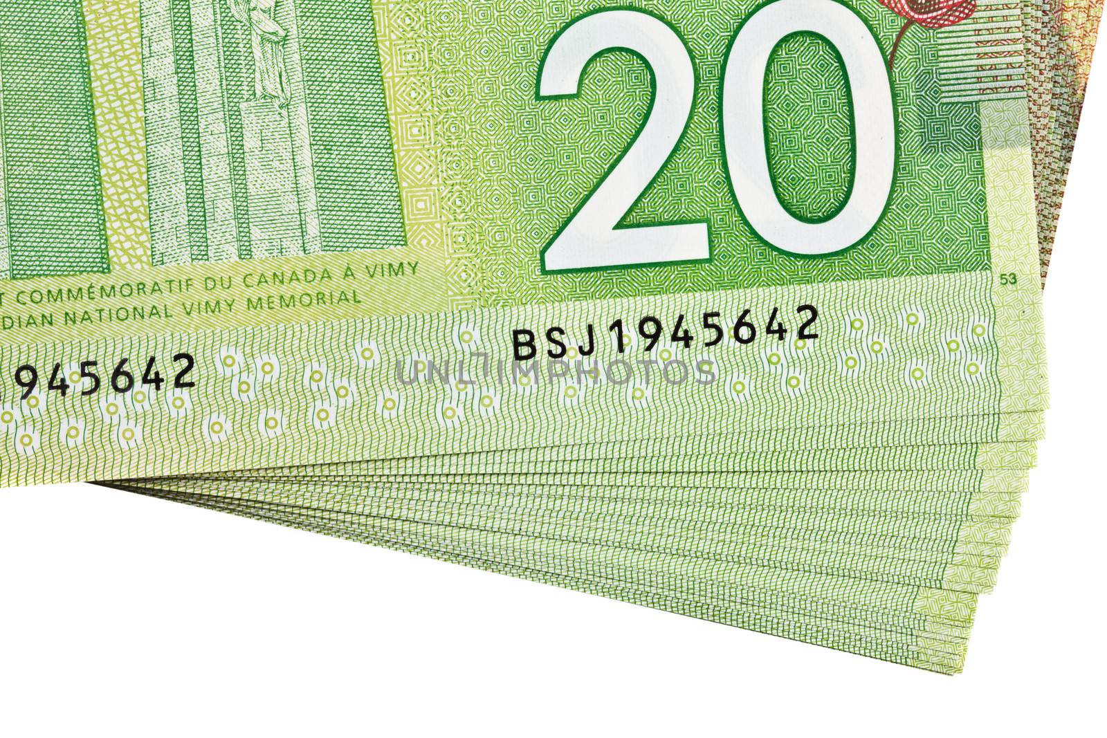 Ottawa, Canada, Avril 13, 2013,  The New Polymer Twenty Dollar Bills Detail by aetb