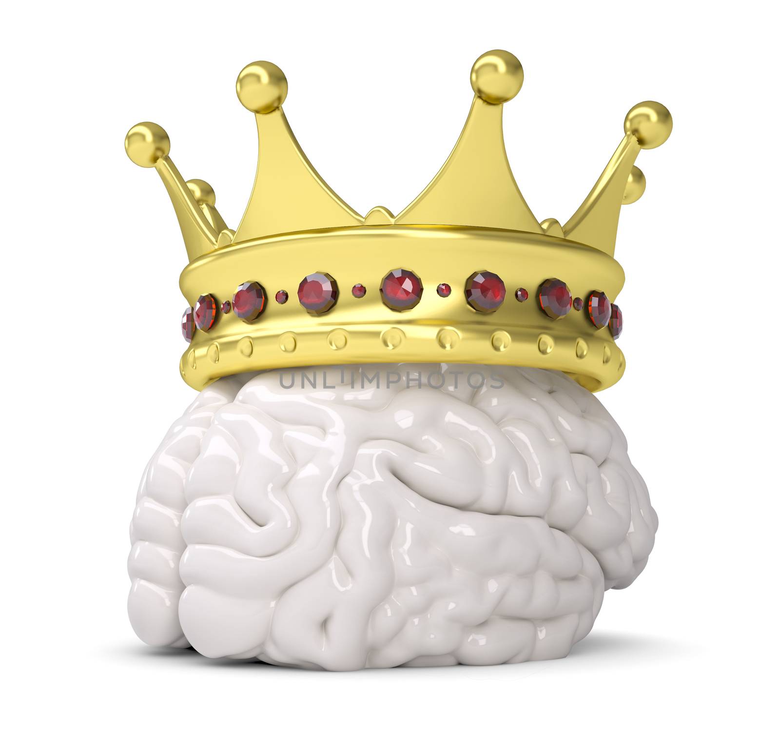 Crown on the brain. Isolated render on a white background